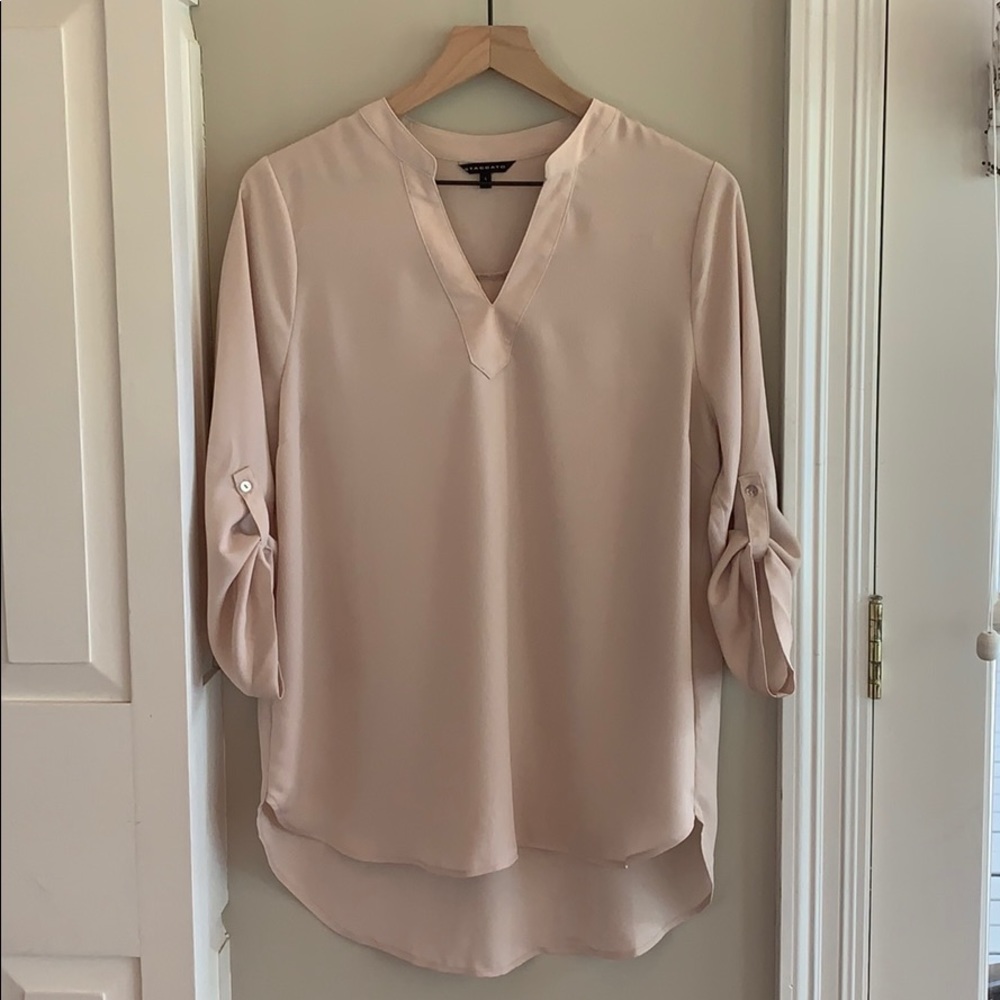Cream v neck blouse